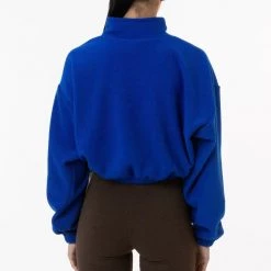 Los Angeles Apparel PF306 - Cropped Polar Fleece Half Zip Pullover Women's