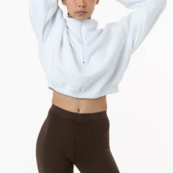 Los Angeles Apparel PF306 - Cropped Polar Fleece Half Zip Pullover Women's